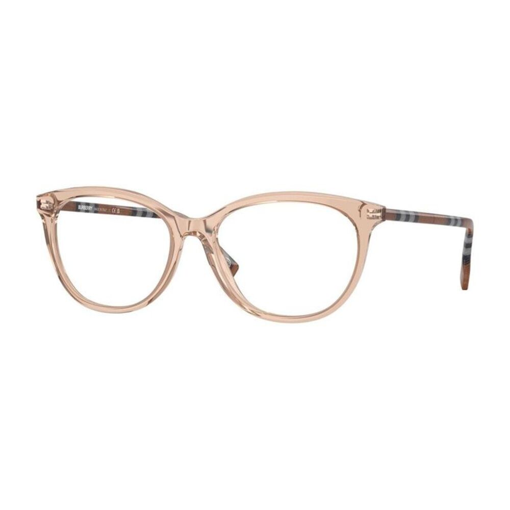 Burberry Eyeglasses Geometric Full Rim, Shiny Peach Frame and Clear Demo Lenses